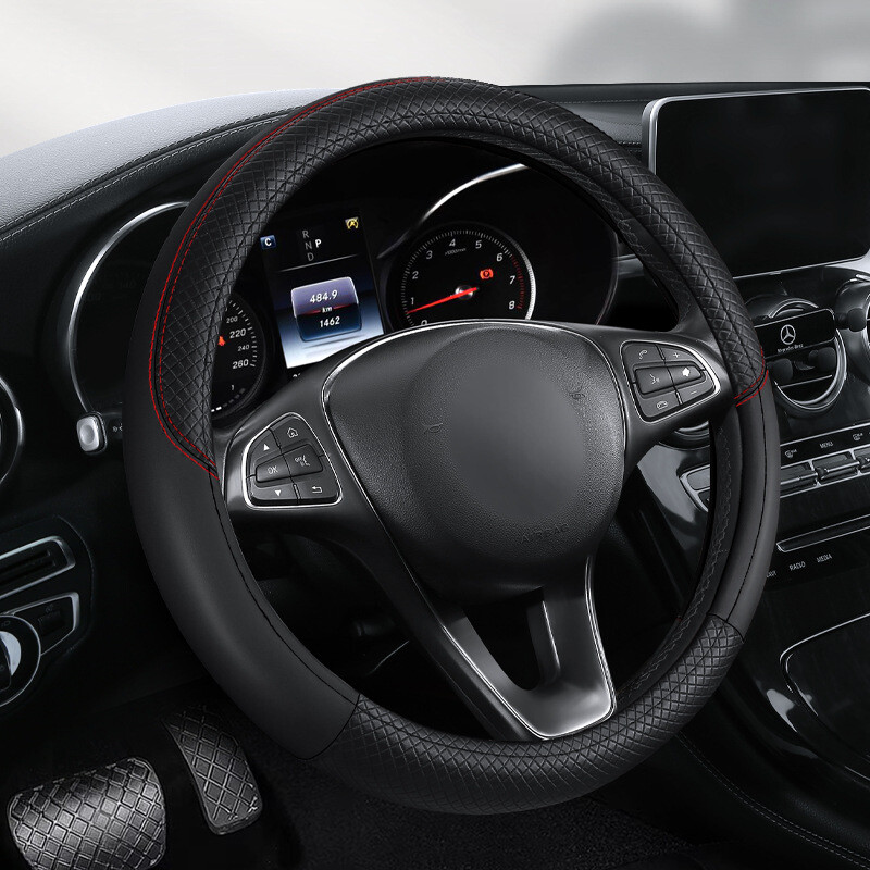 Νέο δερμάτινο κάλυμμα τιμονιού, πολύχρωμο ανάγλυφο κάλυμμα λαβής αυτοκινήτου, χονδρικής πώλησης, μεγάλο, μεσαίο και μικρό, τέσσερις εποχές, διασυνοριακό