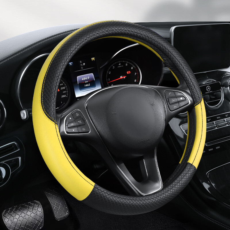 Νέο δερμάτινο κάλυμμα τιμονιού, πολύχρωμο ανάγλυφο κάλυμμα λαβής αυτοκινήτου, χονδρικής πώλησης, μεγάλο, μεσαίο και μικρό, τέσσερις εποχές, διασυνοριακό