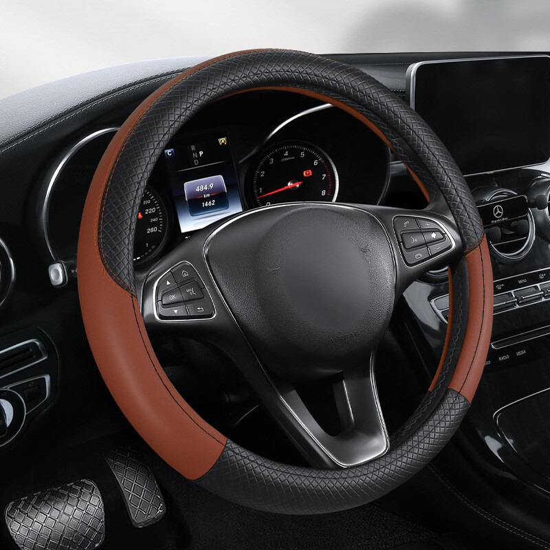Νέο δερμάτινο κάλυμμα τιμονιού, πολύχρωμο ανάγλυφο κάλυμμα λαβής αυτοκινήτου, χονδρικής πώλησης, μεγάλο, μεσαίο και μικρό, τέσσερις εποχές, διασυνοριακό