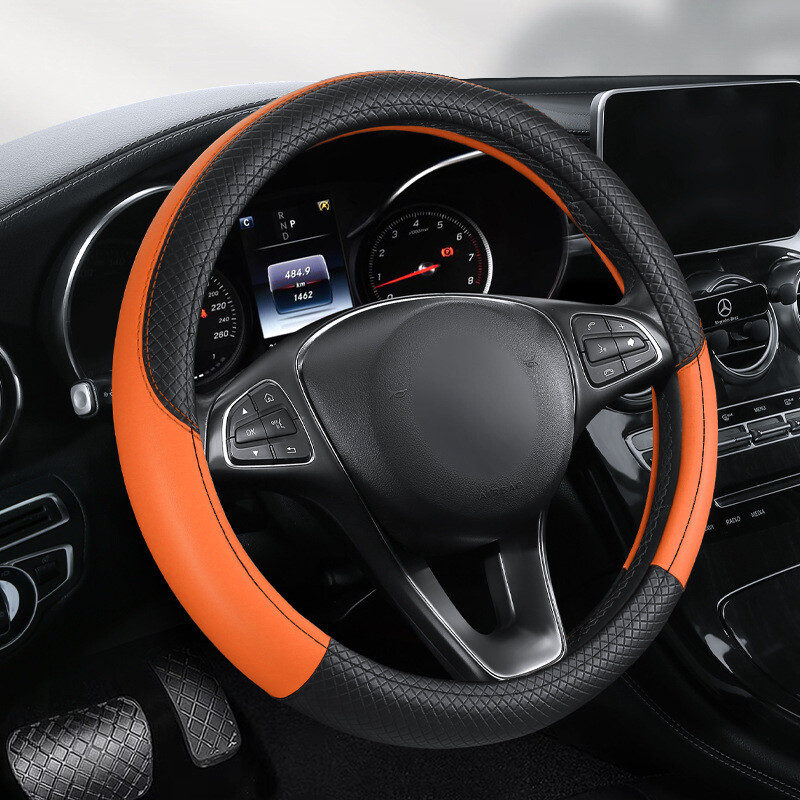 Νέο δερμάτινο κάλυμμα τιμονιού, πολύχρωμο ανάγλυφο κάλυμμα λαβής αυτοκινήτου, χονδρικής πώλησης, μεγάλο, μεσαίο και μικρό, τέσσερις εποχές, διασυνοριακό