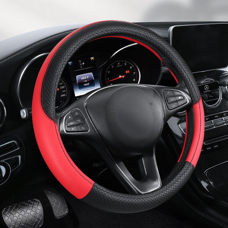 Νέο δερμάτινο κάλυμμα τιμονιού, πολύχρωμο ανάγλυφο κάλυμμα λαβής αυτοκινήτου, χονδρικής πώλησης, μεγάλο, μεσαίο και μικρό, τέσσερις εποχές, διασυνοριακό