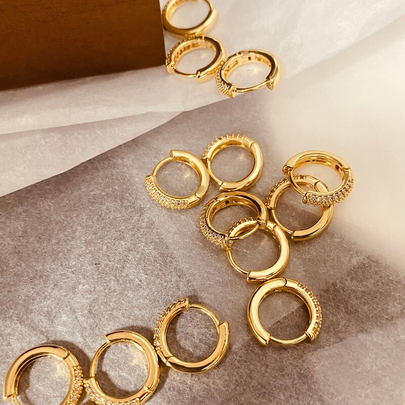 Σκουλαρίκια διπλής σειράς με απλά μικροένθετα ζιρκόνια από χαλκό, μοντέρνα unisex σκουλαρίκια με ξεχωριστό χόνδρο και γεωμετρικό σχέδιο