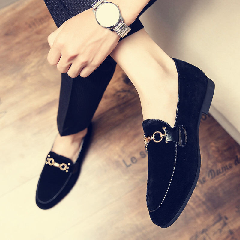 Vyriški žieminiai batai su smailia nosele iš matinės zomšos, dalykinio stiliaus odiniai bateliai su užsegamu stiliumi