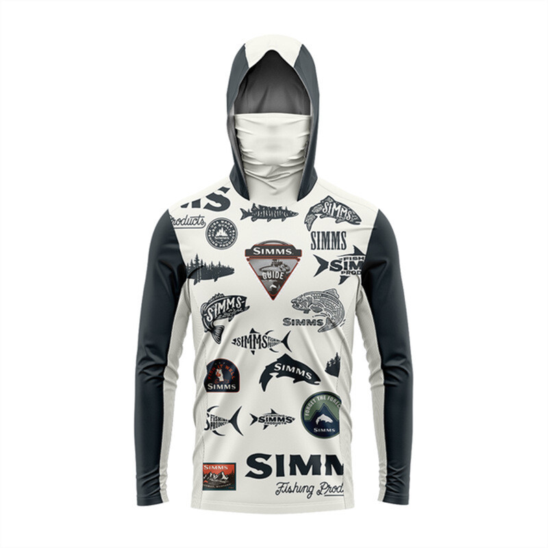 SIMMS maskēšanās makšķerēšanas kostīms, vīriešu saules aizsargkrēma makšķerēšanas kostīms, vasaras apģērbs ar garām piedurknēm un masku, ātri žūstošs, elpojošs