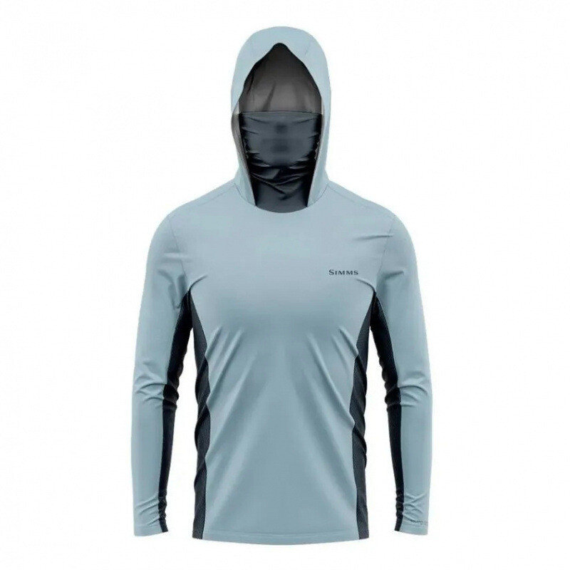 SIMMS maskēšanās makšķerēšanas kostīms, vīriešu saules aizsargkrēma makšķerēšanas kostīms, vasaras apģērbs ar garām piedurknēm un masku, ātri žūstošs, elpojošs