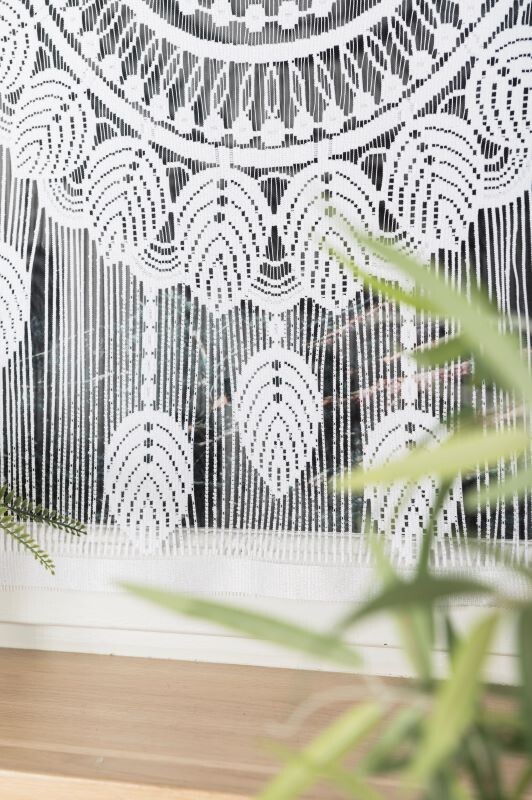 Перде макраме, Mahika, 60х50 см, 100% Полиестер, бял, 1 бр