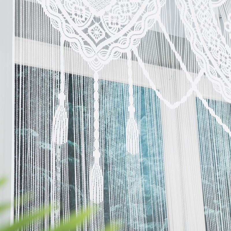 Перде макраме, Lunar, 160 x 160 cm, 100 % полиестер, бял