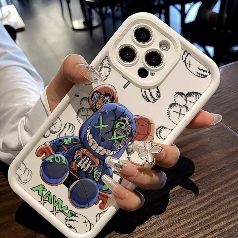 Модна марка Violent Bear калъф за мобилен телефон Apple 15Plus iPhone16promax, анти-падащ, 11/12/13, all inclusive, 14 мъже