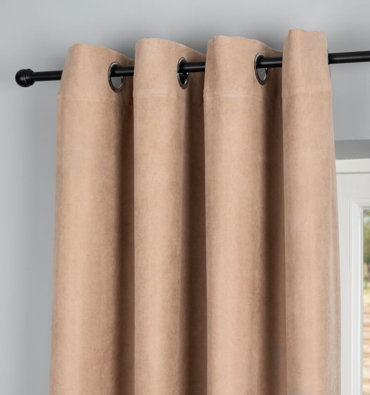 Дълго перде, Milas Soft, 140х250 см, 100 % полиестер, беж-пепер от рози, 1 брой