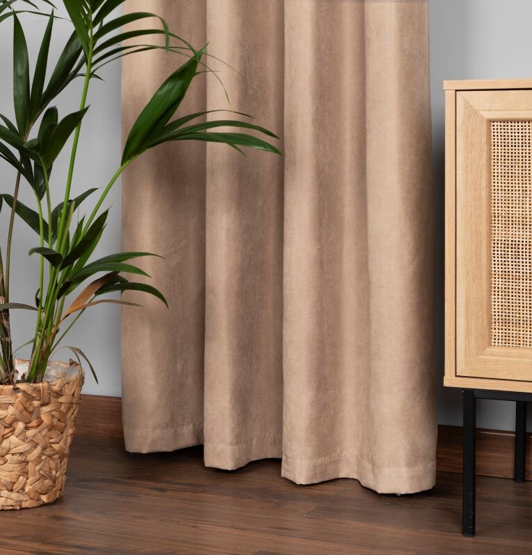 Дълго перде, Milas Soft, 140х250 см, 100 % полиестер, беж-пепер от рози, 1 брой