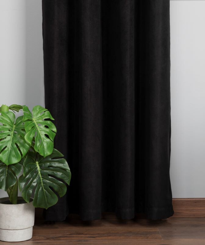 Дълго перде, Milas Soft, 140х250 см, 100 % полиестер, черен цвят, 1 брой