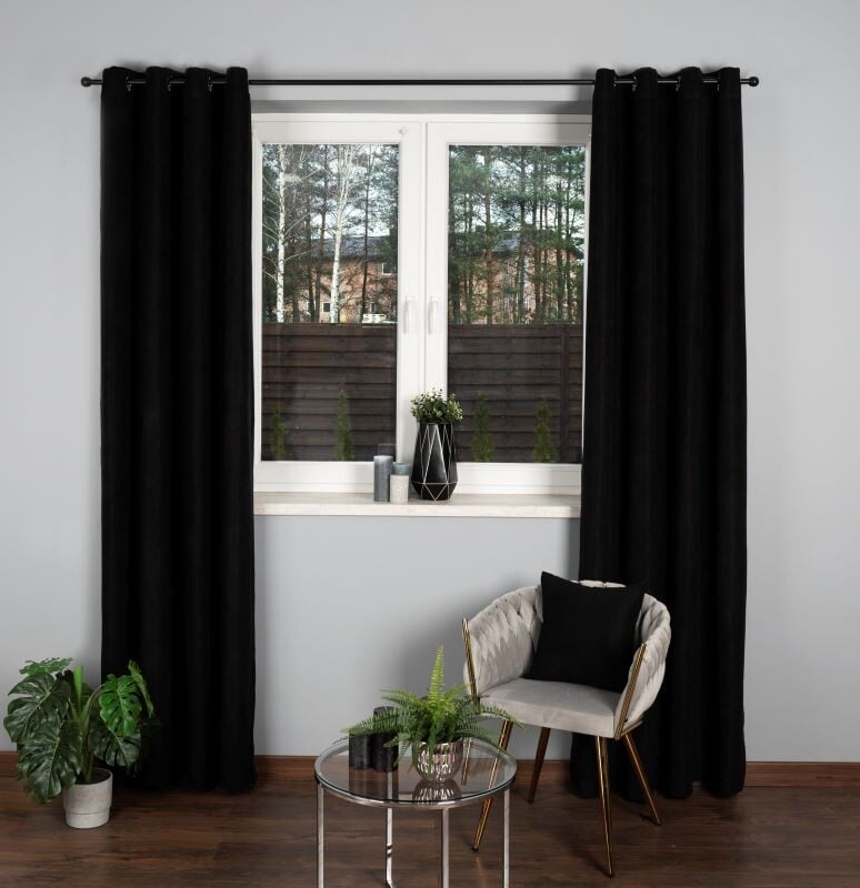 Дълго перде, Milas Soft, 140х250 см, 100 % полиестер, черен цвят, 1 брой