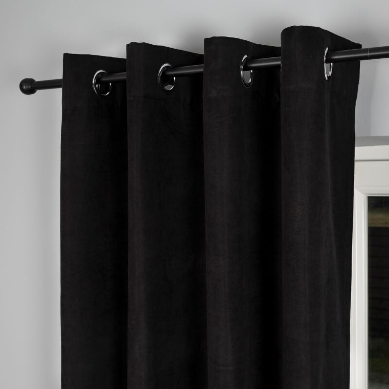 Дълго перде, Milas Soft, 140х250 см, 100 % полиестер, черен цвят, 1 брой