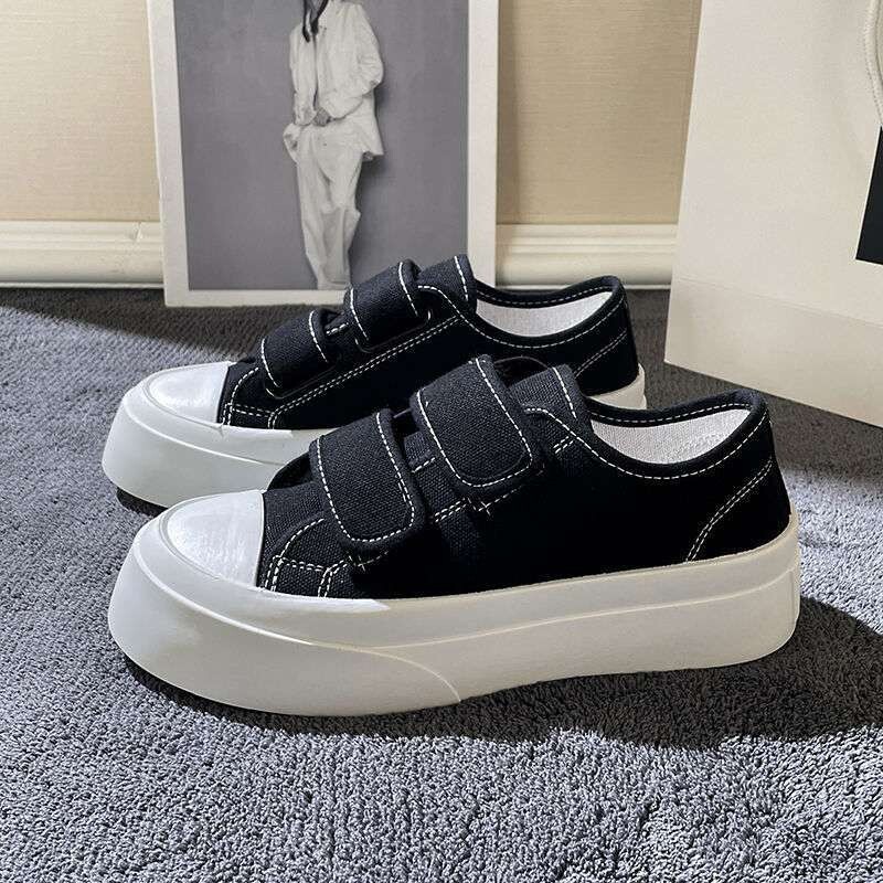 Пролетно-летни нови дамски кецове с велкро за всички възрасти, ежедневни обувки в колежански стил, платнени обувки за студентки, лепкави обувки