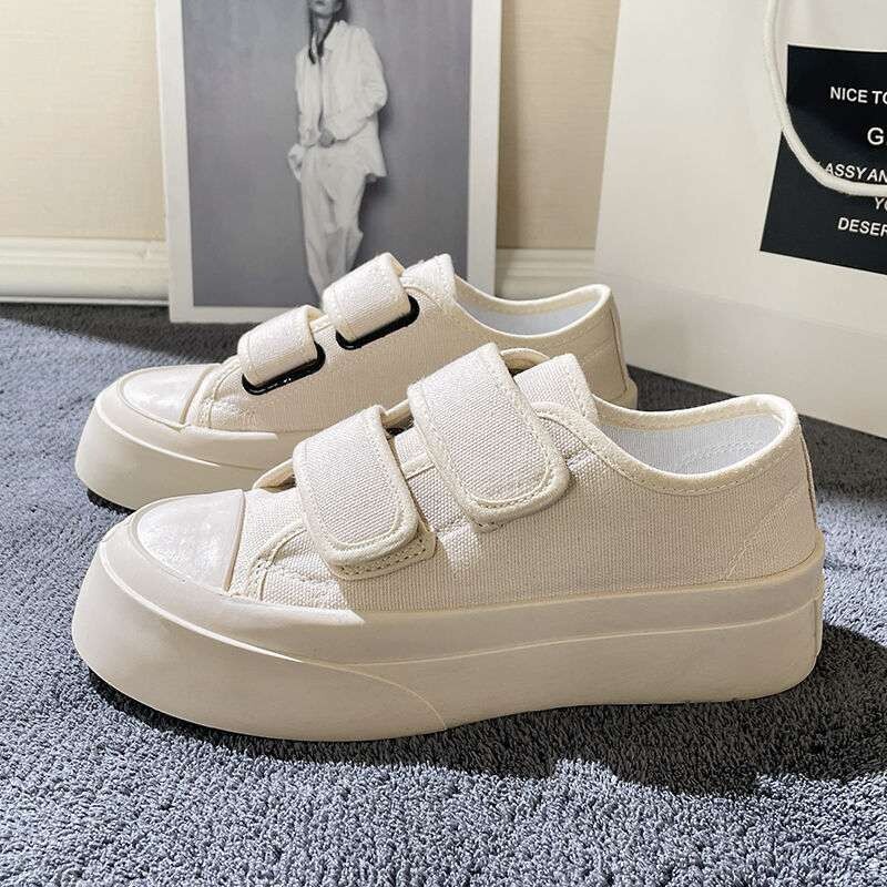 Пролетно-летни нови дамски кецове с велкро за всички възрасти, ежедневни обувки в колежански стил, платнени обувки за студентки, лепкави обувки