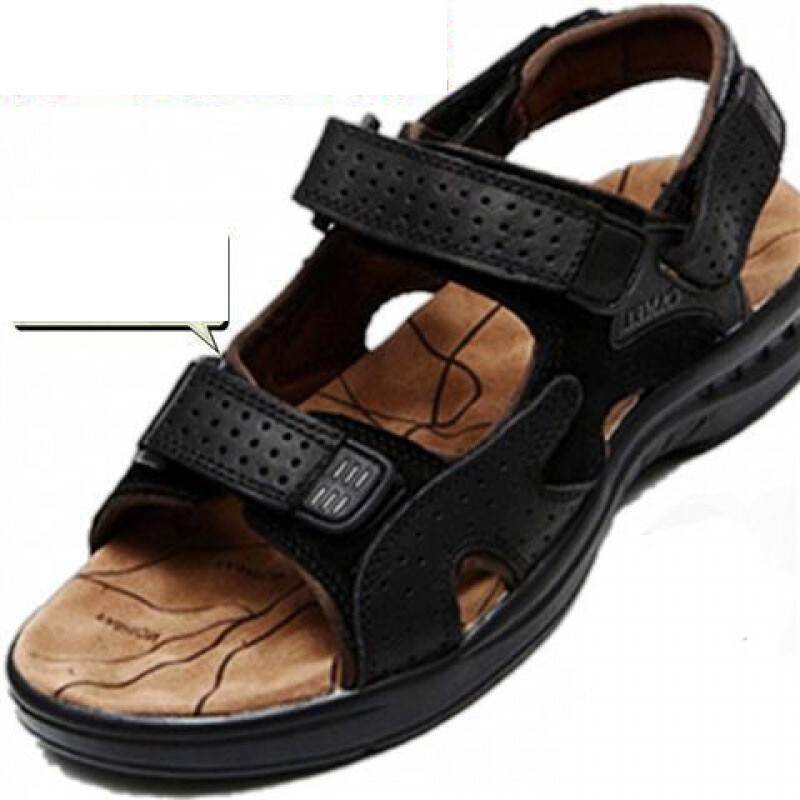Мъжки сандали от телешка кожа, мъжка тенденция 2025 лято, нови, за свободното време, спорт, естествена кожа, корейски плажни обувки, голям размер