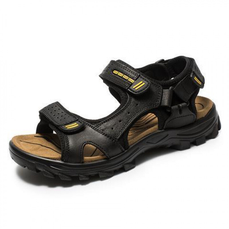 Мъжки сандали от телешка кожа, мъжка тенденция 2025 лято, нови, за свободното време, спорт, естествена кожа, корейски плажни обувки, голям размер