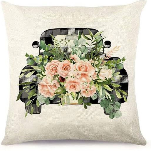 Pavasarinių augalų gėlių rašto lininis pagalvės užvalkalas namų atmosferai dekoruoti sofos ir automobilio pagalvės užvalkalas