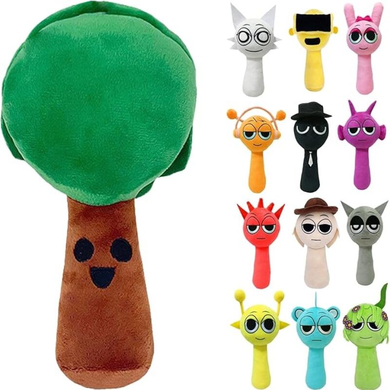 Комплект играчки Sprunki, Плюшени, 3 броя, 28 см