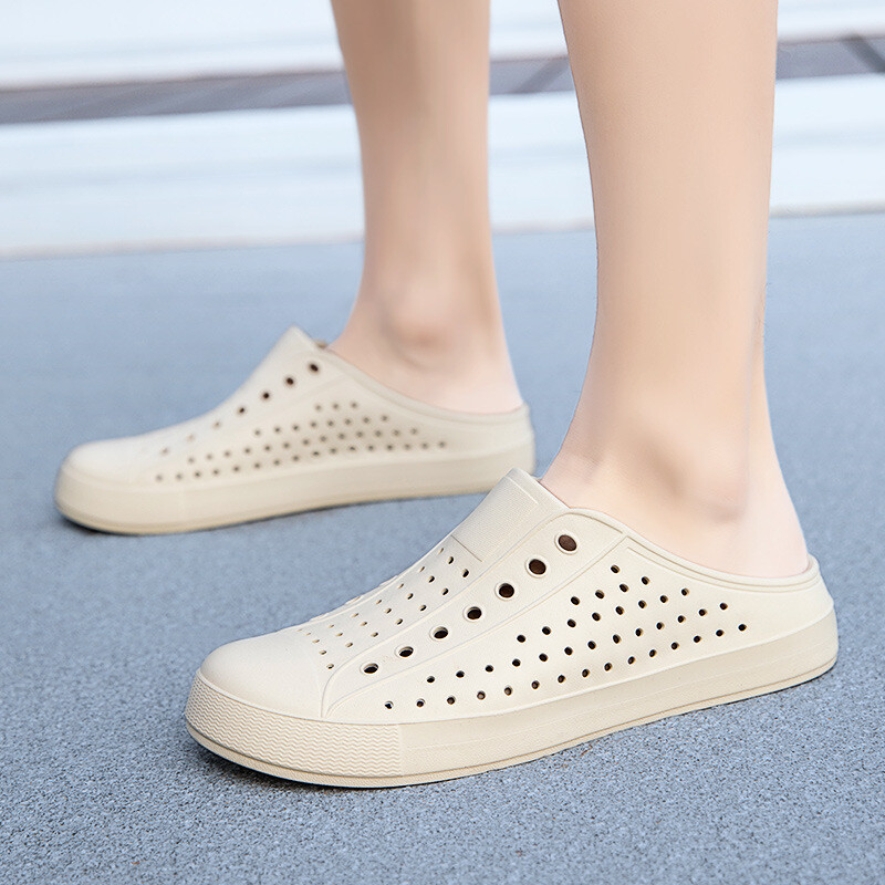 Sieviešu apavi ar caurumu apmalē, korejiešu versija, elpojoši, atpūtai brīvā dabā, pludmales sandales ar biezu apakšu, mīkstu apakšu, vasaras 