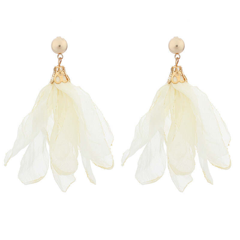 2020 лято нови платнени ръчно тъкани обеци с цветя трансграничен супер фееричен темперамент полиестерни мрежести обеци с венчелистчета