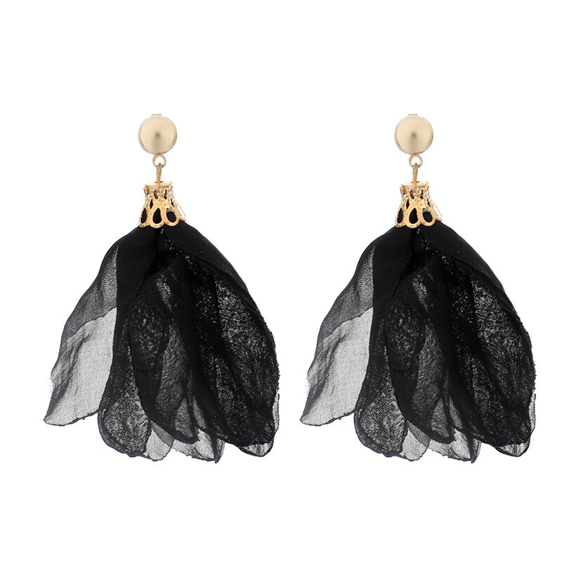 2020 лято нови платнени ръчно тъкани обеци с цветя трансграничен супер фееричен темперамент полиестерни мрежести обеци с венчелистчета