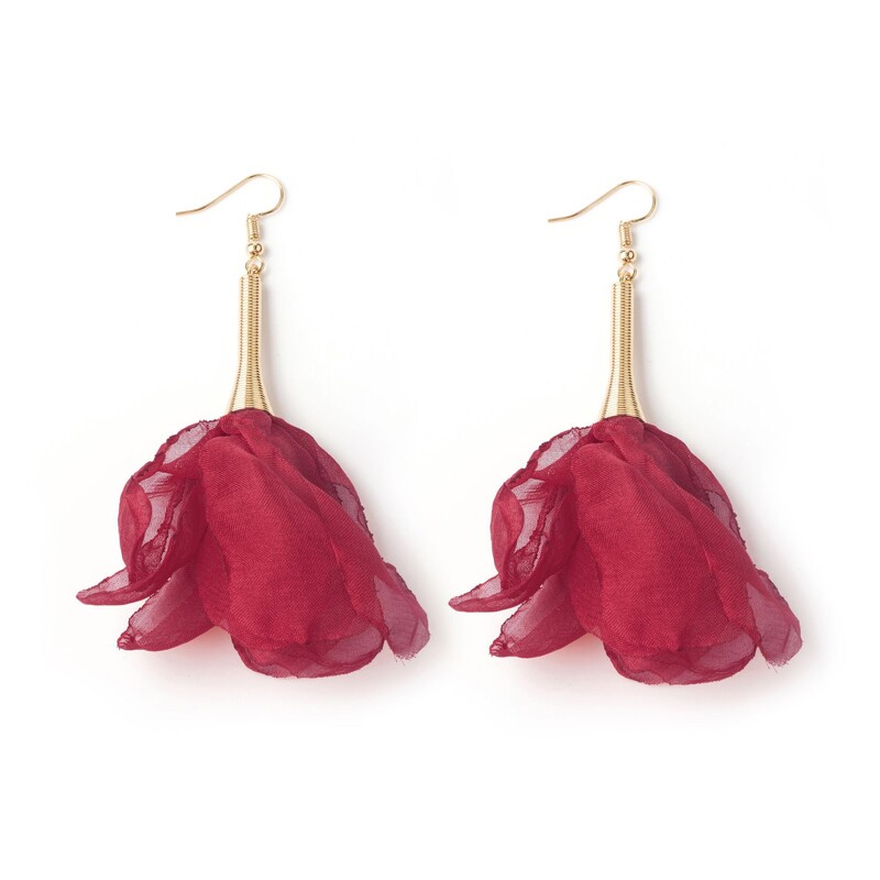 Обеци Dongdaemun с нежна дантела и мрежеста марля, големи цветя, супер феерични сладки перлени триизмерни обеци с цветя