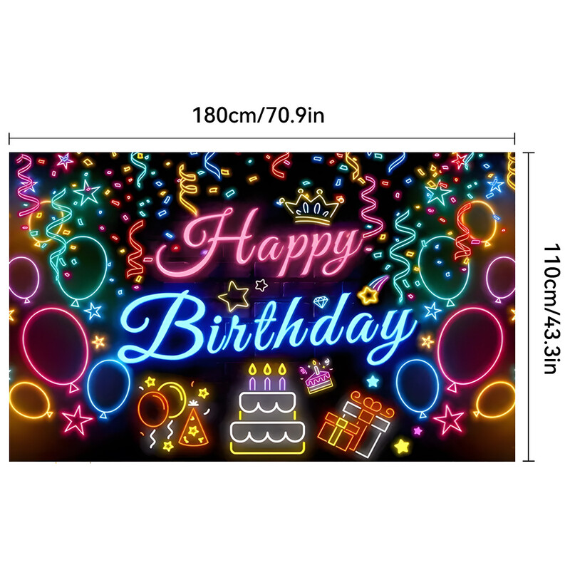 Naujas tarpvalstybinis gimtadienio fonas iš audinio, poliesterio, vakarėlio rekvizitas, balionas, scenos dekoracija, gimtadienio reklaminė juosta, pakabinamas medžiaginis gobelenas
