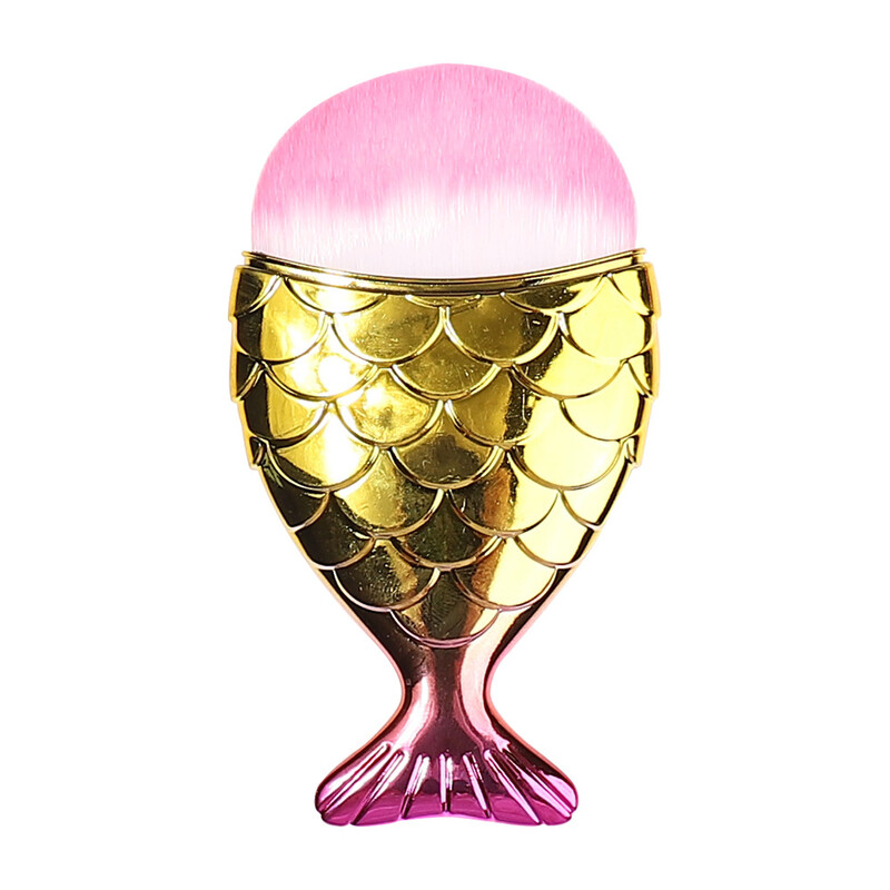 Четка за нокти с малка рибка, четка за прах, четка за фон дьо тен с рибена люспа, четка за почистване на нокти, четка за грим с рибена опашка, инструмент, който не пада коса