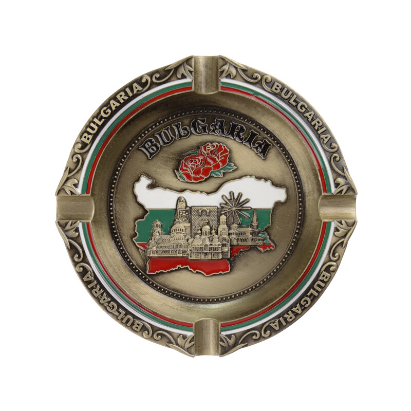 Пепелник С надпис България, Тип противовятърен, Метален, 12 см/диаметър