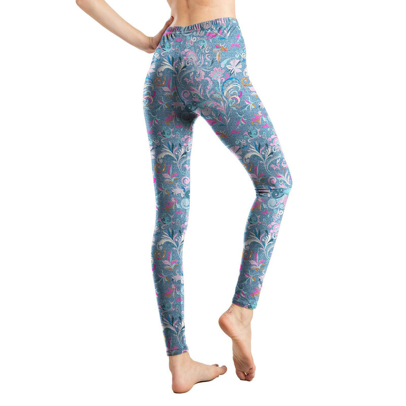 Клин с дигитален принт и флорални мотиви, европейски и американски деним стил, къси клинове с божур и флорални мотиви