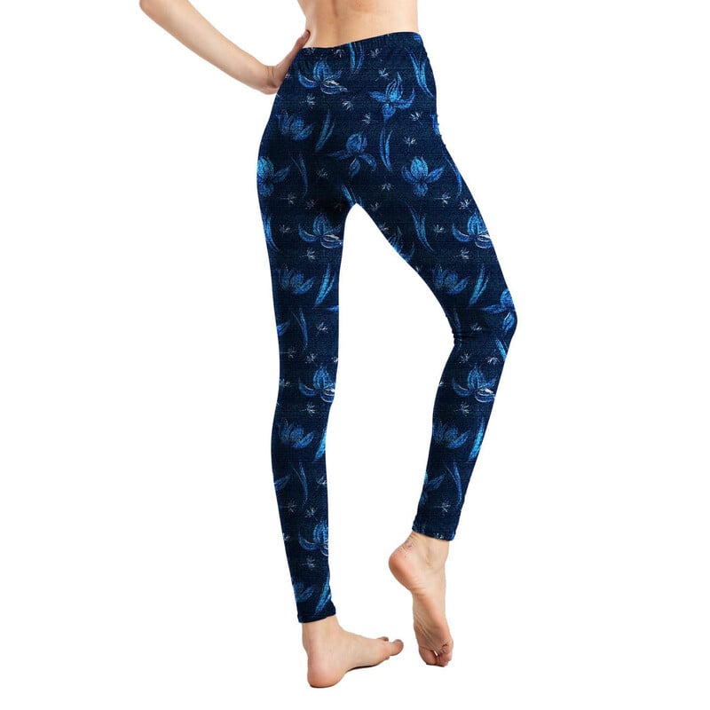 Клин с дигитален принт и флорални мотиви, европейски и американски деним стил, къси клинове с божур и флорални мотиви