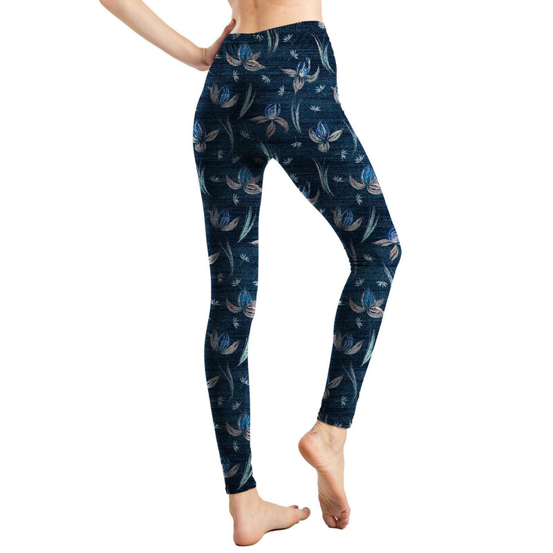 Клин с дигитален принт и флорални мотиви, европейски и американски деним стил, къси клинове с божур и флорални мотиви