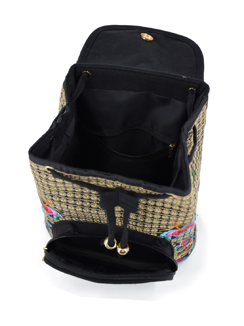 Юнанска етническа бродирана чанта с бродирана раница от плат, чанта през рамо, бродирана ученическа чанта