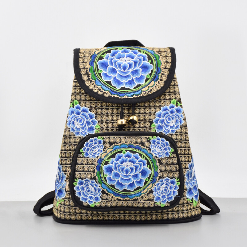 Юнанска етническа бродирана чанта с бродирана раница от плат, чанта през рамо, бродирана ученическа чанта