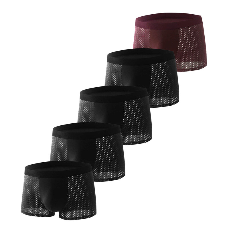 Nove muške bokserice od ledene svile, 5 KOMADA, bešavne, tanke muške, udobne, prozračne, cool