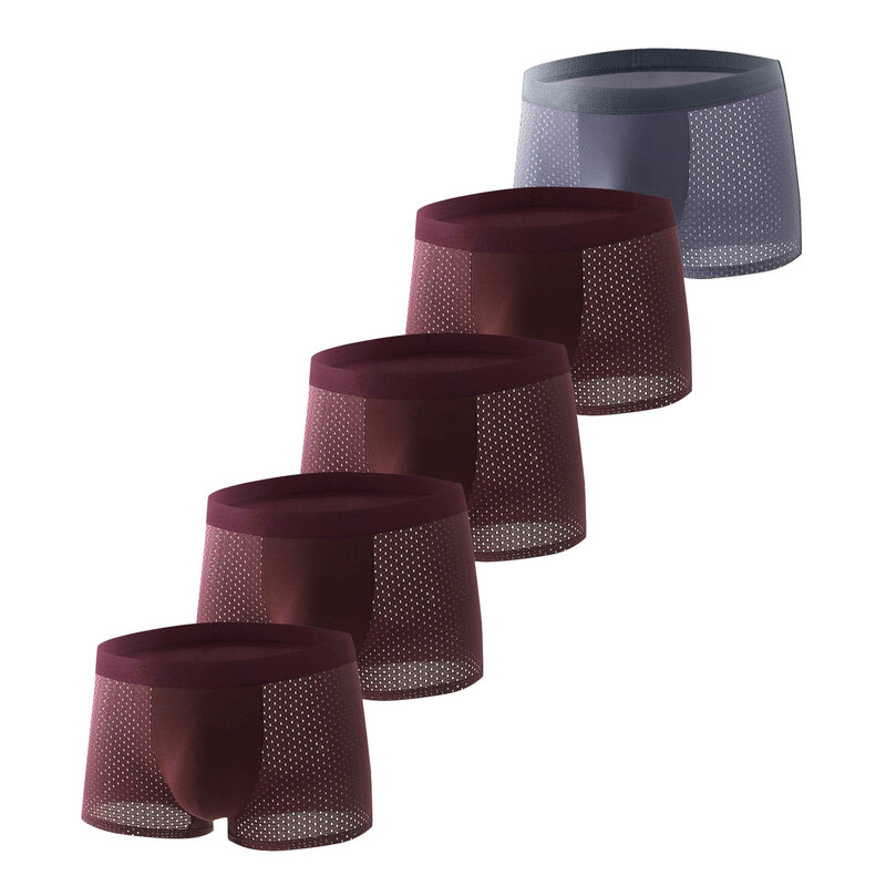 Nove muške bokserice od ledene svile, 5 KOMADA, bešavne, tanke muške, udobne, prozračne, cool