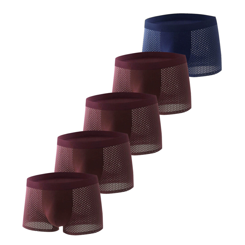 Nove muške bokserice od ledene svile, 5 KOMADA, bešavne, tanke muške, udobne, prozračne, cool