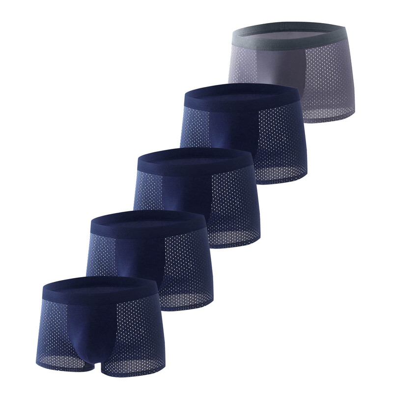 Nove muške bokserice od ledene svile, 5 KOMADA, bešavne, tanke muške, udobne, prozračne, cool