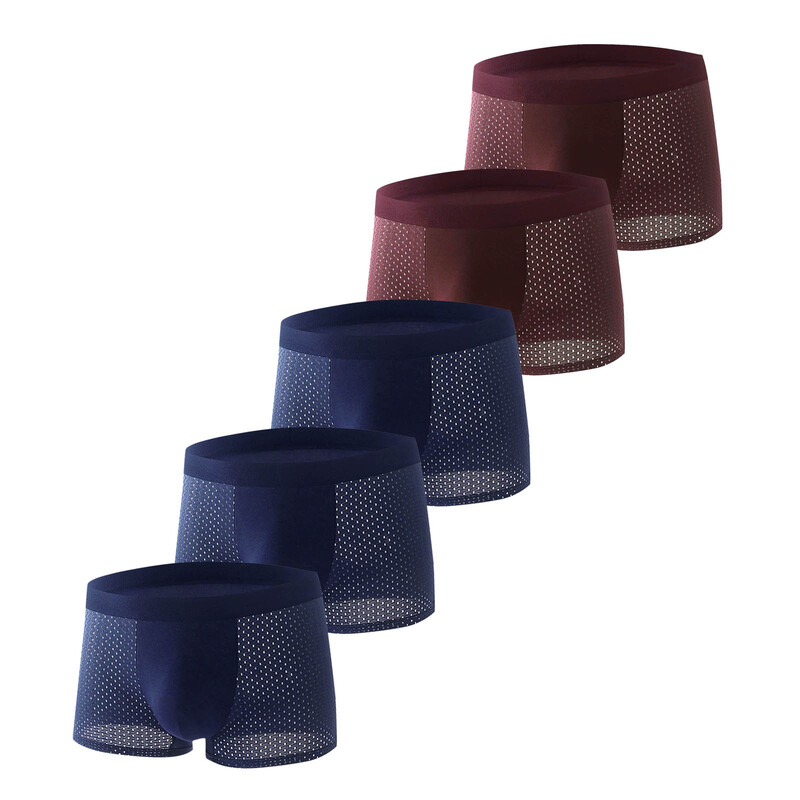 Nove muške bokserice od ledene svile, 5 KOMADA, bešavne, tanke muške, udobne, prozračne, cool