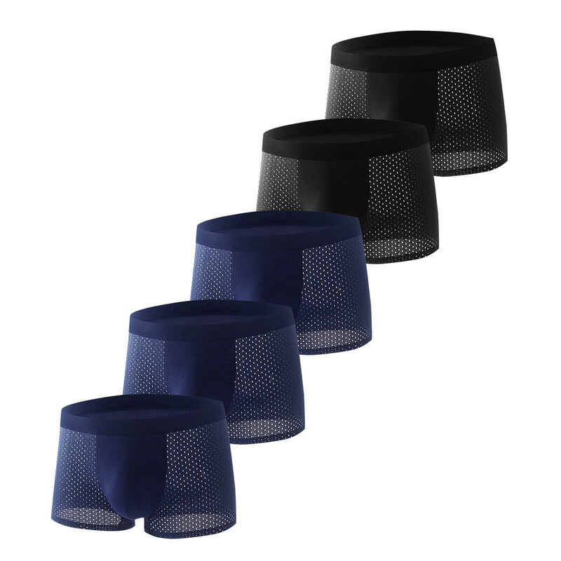 Nove muške bokserice od ledene svile, 5 KOMADA, bešavne, tanke muške, udobne, prozračne, cool