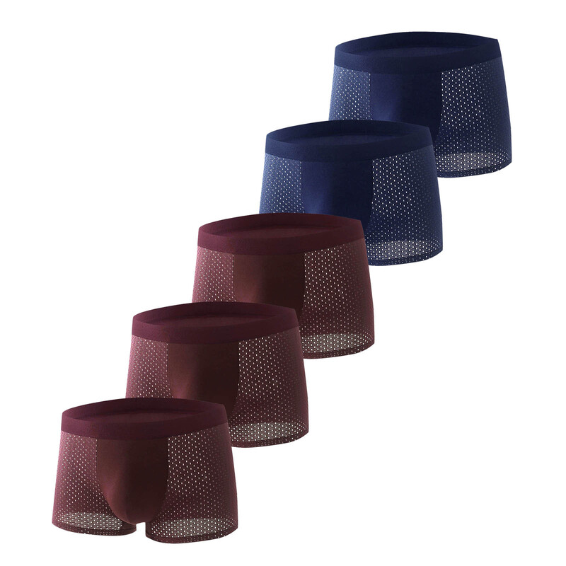 Nove muške bokserice od ledene svile, 5 KOMADA, bešavne, tanke muške, udobne, prozračne, cool