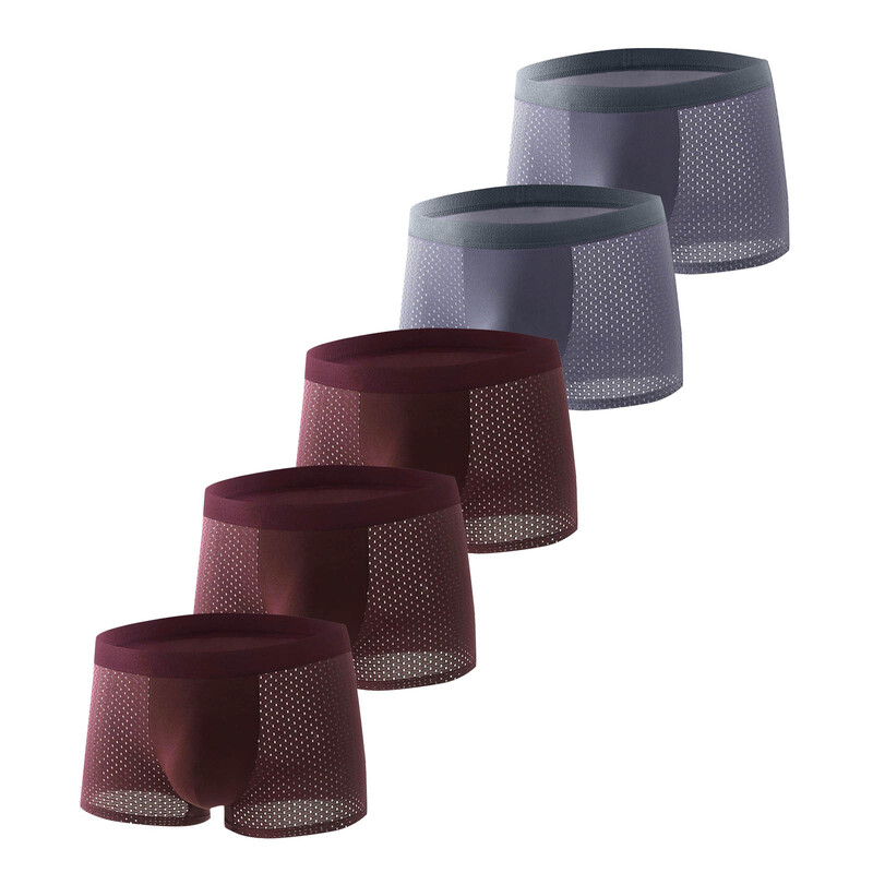 Nove muške bokserice od ledene svile, 5 KOMADA, bešavne, tanke muške, udobne, prozračne, cool