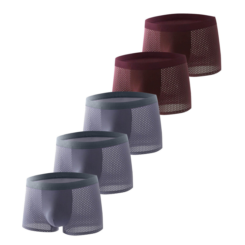 Nove muške bokserice od ledene svile, 5 KOMADA, bešavne, tanke muške, udobne, prozračne, cool