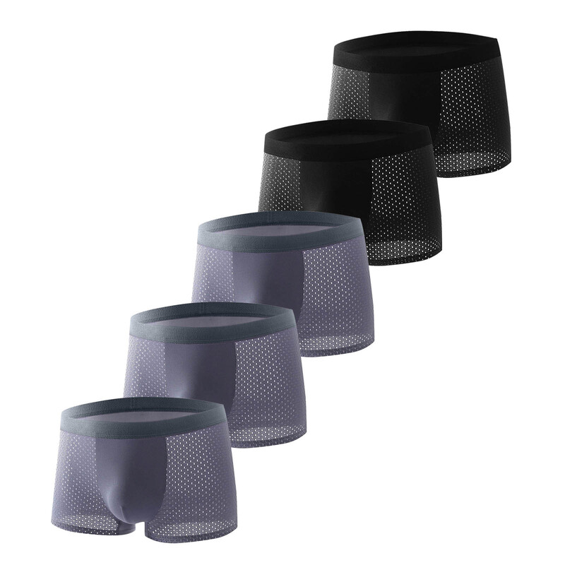 Nove muške bokserice od ledene svile, 5 KOMADA, bešavne, tanke muške, udobne, prozračne, cool