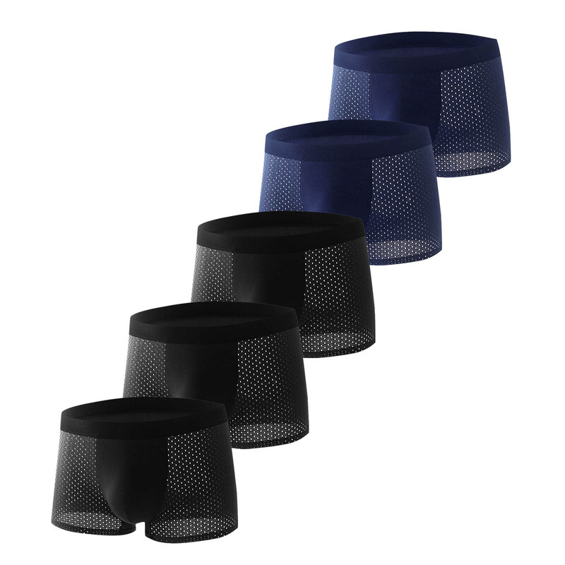 Nove muške bokserice od ledene svile, 5 KOMADA, bešavne, tanke muške, udobne, prozračne, cool