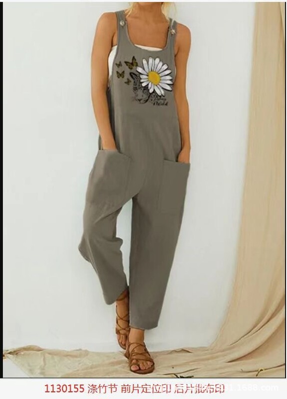 2023 m. nauji europietiški ir amerikietiški drugelių ir ramunių raštų kombinezonai, laisvalaikio kelnės