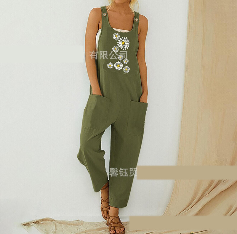 2023 m. nauji europietiški ir amerikietiški drugelių ir ramunių raštų kombinezonai, laisvalaikio kelnės