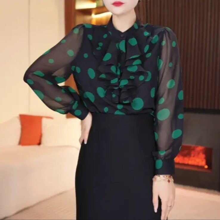 Еднокомпонентна риза с пряко предаване, горещо продавана пролет 2025, нов стил, моден дизайн, намаляващ възрастта, френски темперамент, топ тенденция