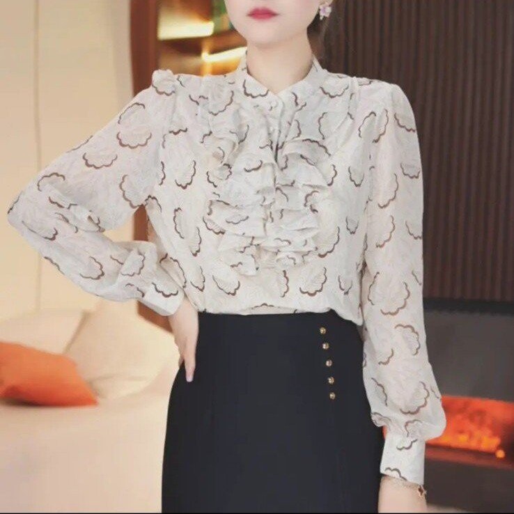 Еднокомпонентна риза с пряко предаване, горещо продавана пролет 2025, нов стил, моден дизайн, намаляващ възрастта, френски темперамент, топ тенденция